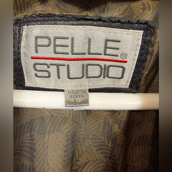 Pelle Studio Men’s Large Black Genuine Leather Bomber Jacket Vintage size L - Picture 3 of 9